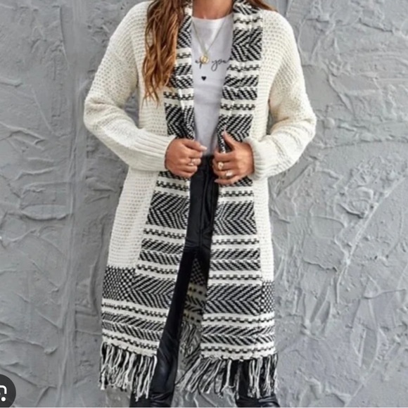 H&M Long Knit Aztec Cardigan- SM - Picture 1 of 10